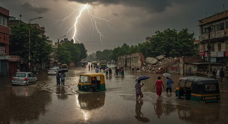 देशभर में मौसम का कहर: दिल्ली में बाढ़ और जाम, बिहार-झारखंड में बिजली गिरने से 7 की मौत, जम्मू-कश्मीर में दीवार गिरी
