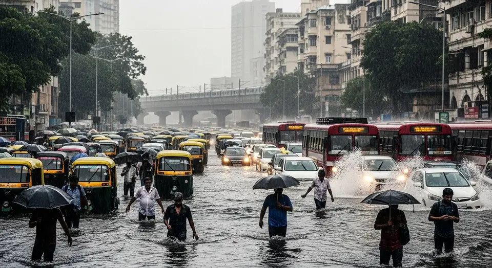 मुंबई में भारी बारिश, स्कूल-कॉलेजों में छुट्टी:कई इलाकों में जाम, लोकल ट्रेन और फ्लाइट्स डिले; इंदौर में बारिश से दीवार गिरी, 3 की मौत