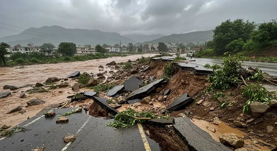 हरियाणा के पंचकूला में लैंडस्लाइड से सड़कें क्षतिग्रस्त:कल 17 स्कूलों में छुट्‌टी; मां वैष्णो देवी में बुजुर्ग लापता, 46 ट्रेनें कैंसिल, 5 शॉर्ट टर्मिनेट