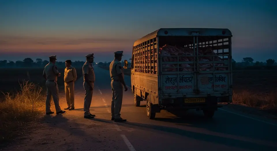 दस पुलिसकर्मी निलंबित: अमरोहा जिले से पाकबड़ा इलाके में पहुंची थी मीट लदी कार, मामला कर दिया था रफा दफा