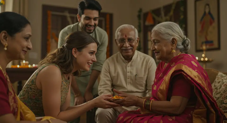 पार्टी में विदेशी बहू ने बुजुर्गों के छुए पैर, दिल छू लेने वाला वीडियो हुआ वायरल!