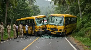 केरल के कोथट्टुकुलम में दो स्कूल बसों की भीषण टक्कर: 14 घायल, जांच जारी