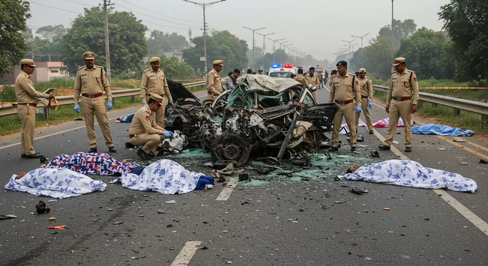 उत्तर प्रदेश में रफ्तार का तांडव: भीषण सड़क हादसे में 5 लोगों की दर्दनाक मौत, खून से रंगी सड़क पर बिखरे शव; पुलिस कर रही गहन पड़ताल