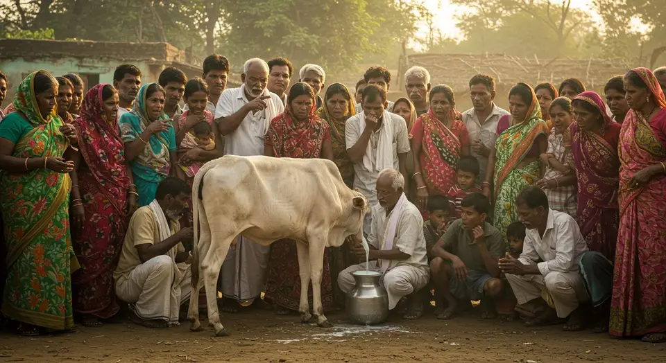 एक साल की बछिया ने दिया दूध! गाँव में उमड़ी भीड़, लोग बोले ‘चमत्कार’!