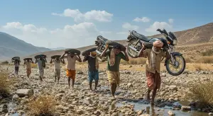 चौंकाने वाला वीडियो: यहां सड़कों पर नहीं, कंधों पर चलती हैं बाइकें; जानें पूरा मामला