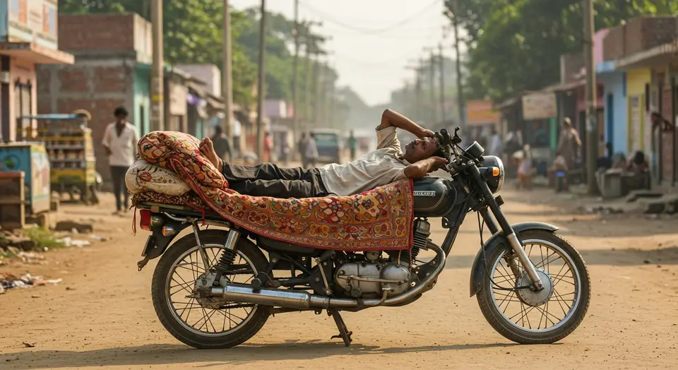 बिहार के अनोखे ‘जुगाड़’ ने मचाया धमाल: शख्स ने बाइक को ही बना डाला चलता-फिरता बिस्तर!
