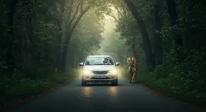 सुनसान सड़क पर अचानक सामने आया बाघ, कार चालक ने दिखाई सूझबूझ, फिर जो हुआ वो कर देगा हैरान!