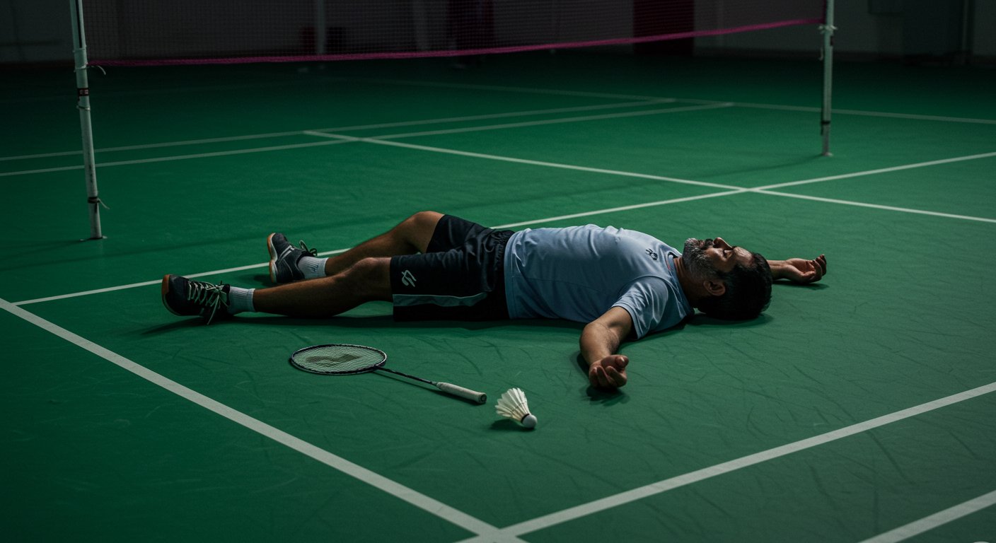 Live Death on Badminton Court: Man Collapses While Playing, Never Rises Again