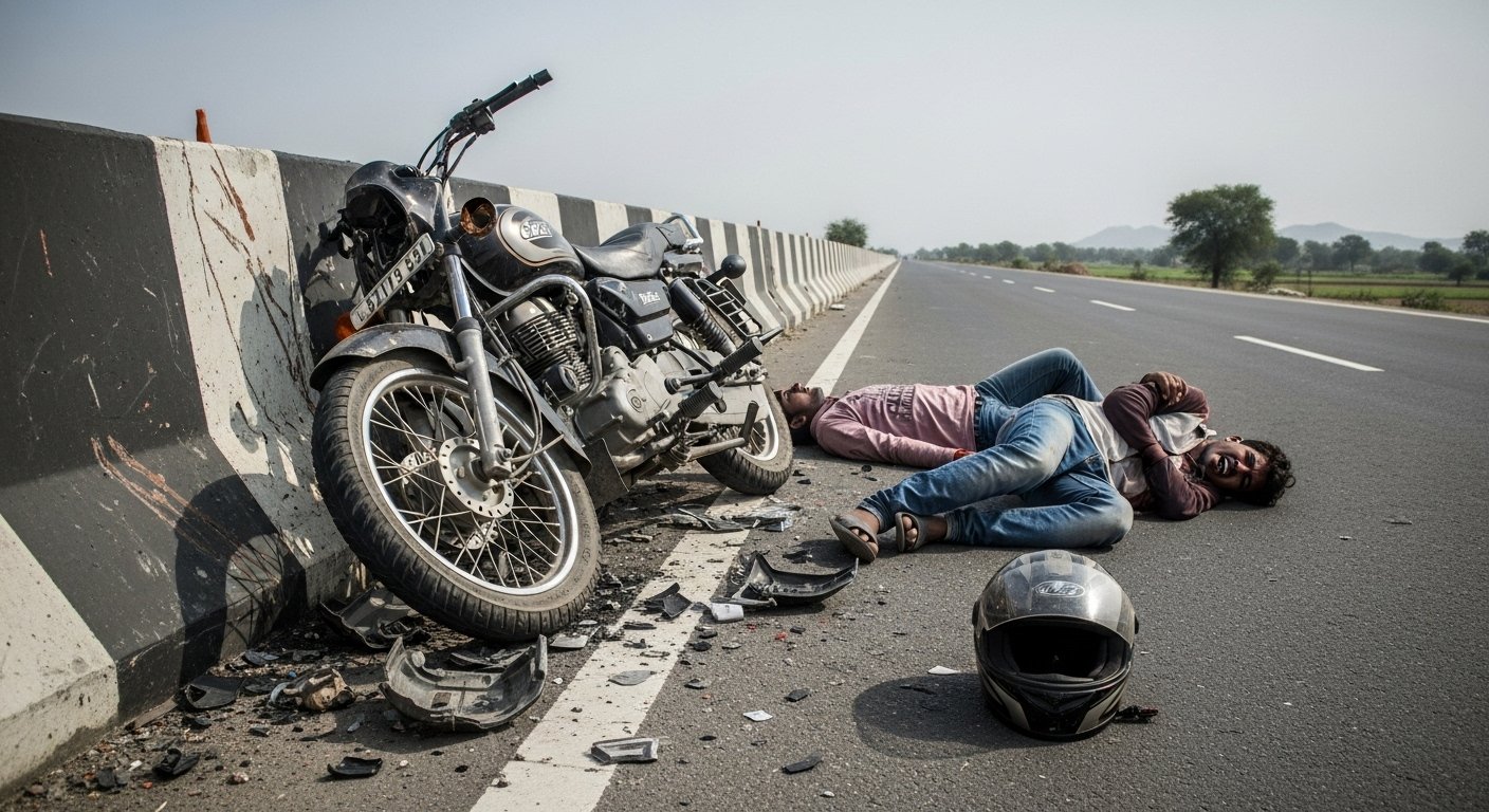 Bareilly Youth Dies in Tragic Road Accident, Brother Seriously Injured; Bike Hits Divider While Returning from Haridwar