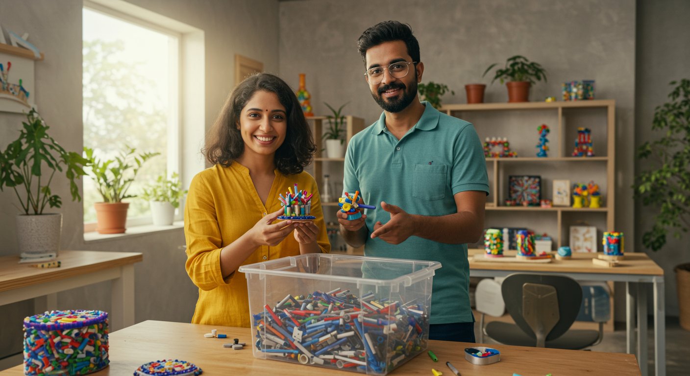 Delhi Couple's Unique Initiative: Pen Plastic Gets New Life, Bringing Relief to the Environment