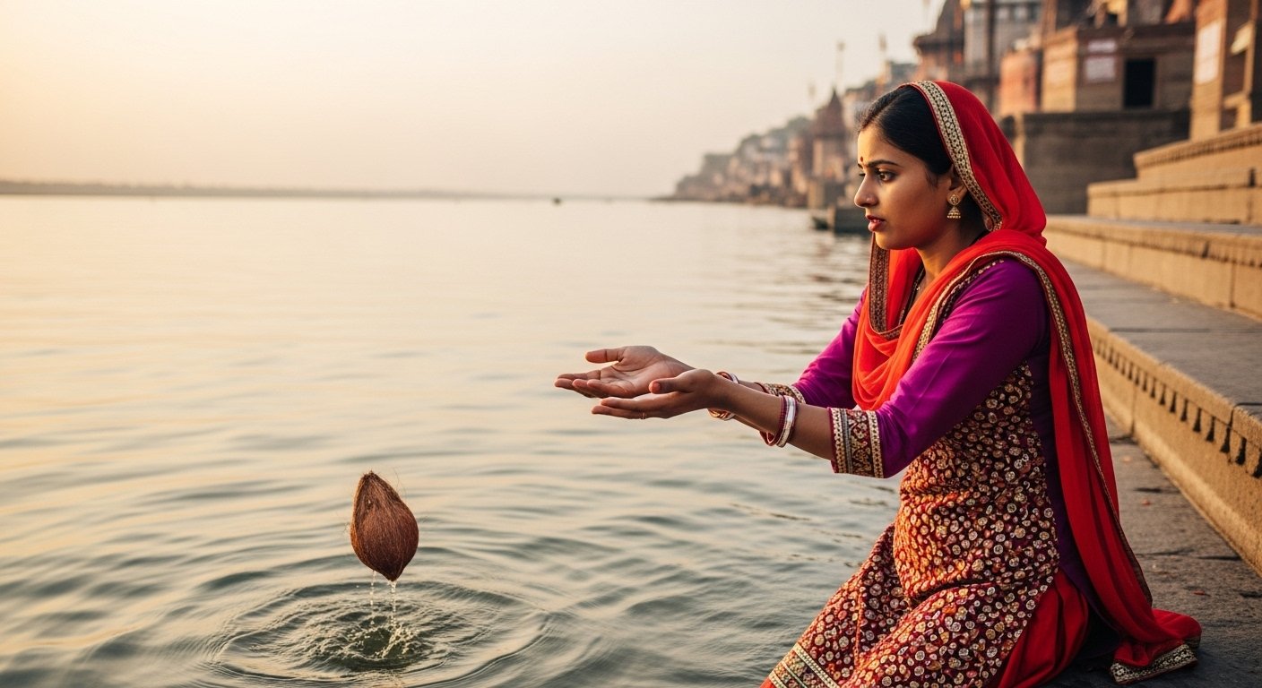 Ganges Bank 'Drama' in a Blink: What Happened to Girl While Offering Coconut?