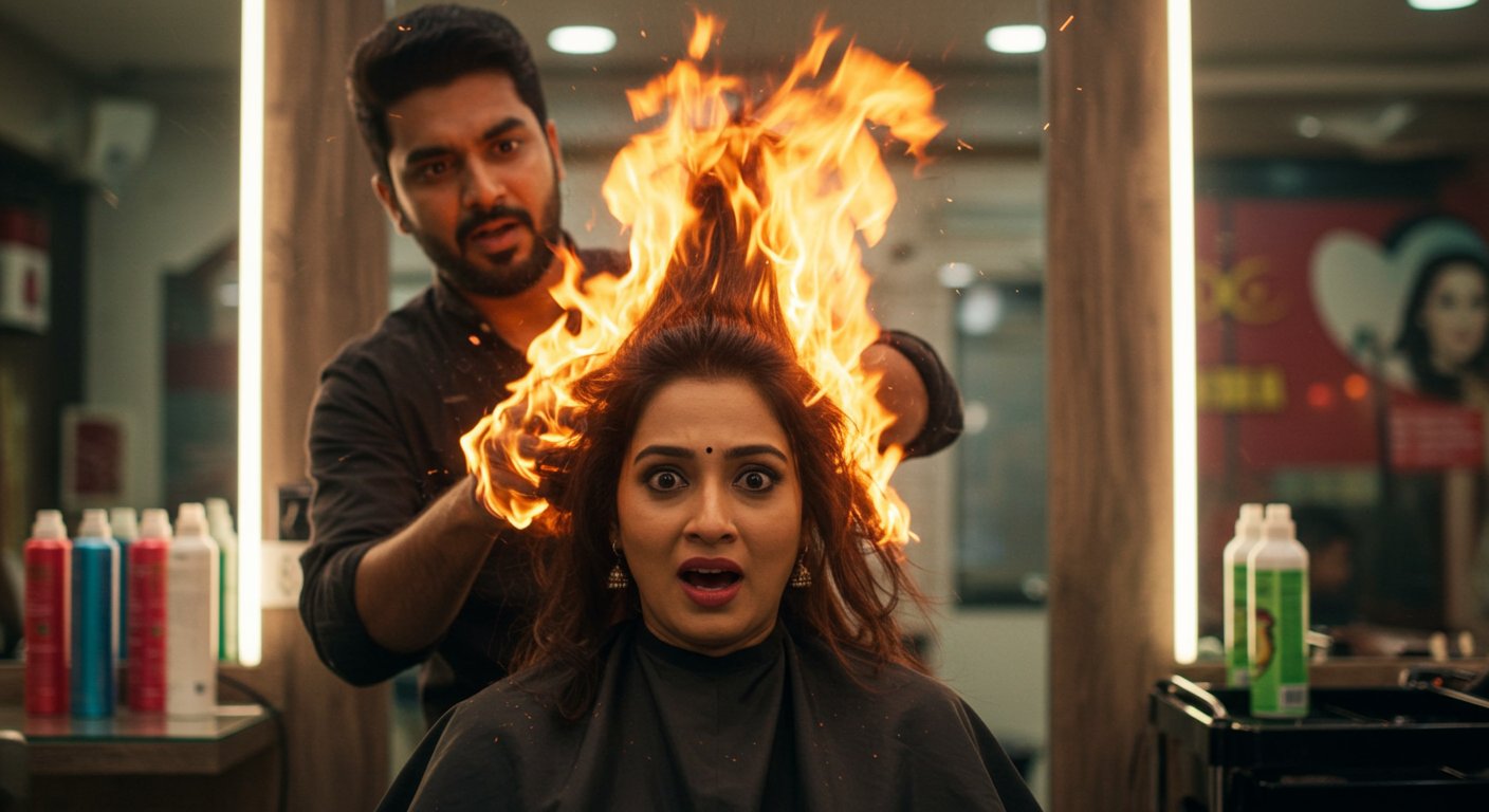 Viral Video: Barber Sets Woman's Head on Fire During Haircut, Watch Shocking Scene