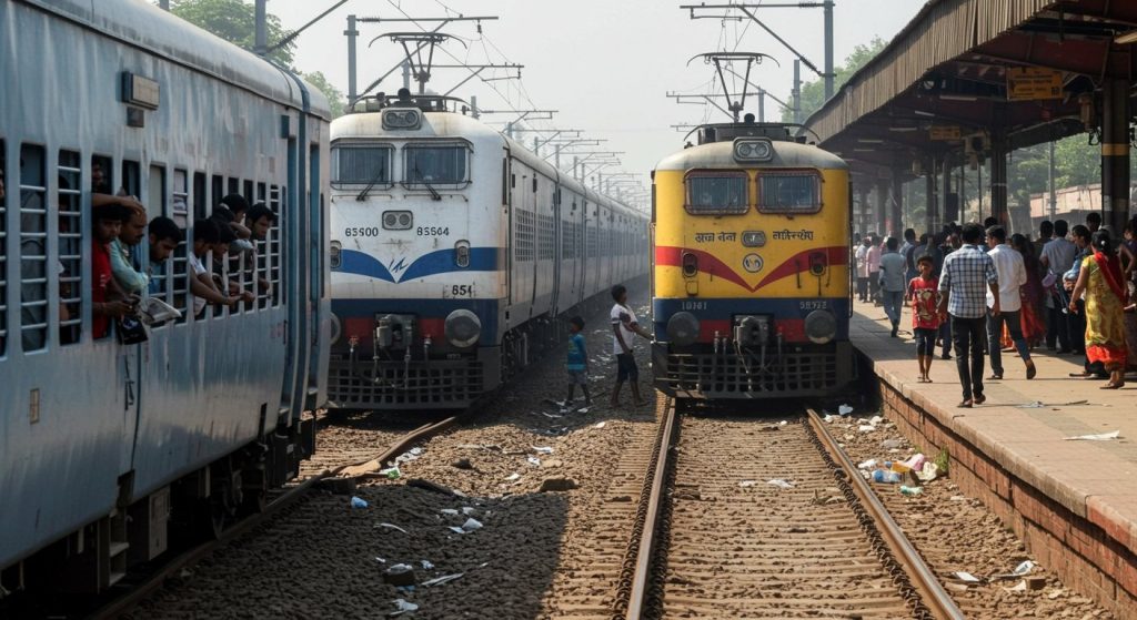 Chaos in Kanpur due to Railway Block: Vande Bharat and Swarna Shatabdi Stranded for Two Hours, Passengers Distressed