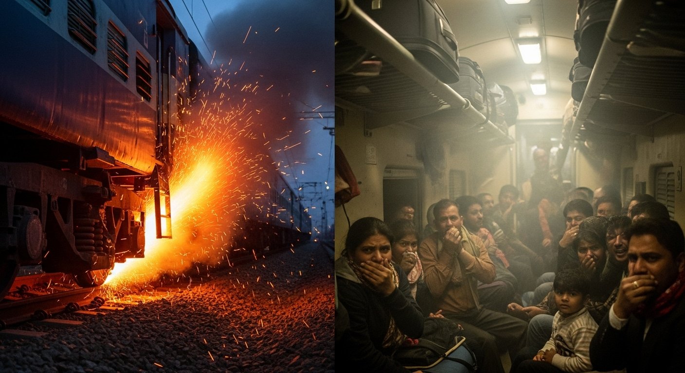 Major Accident Averted in Lucknow Mail: Sparks and Smoke from Wheels Frighten Passengers