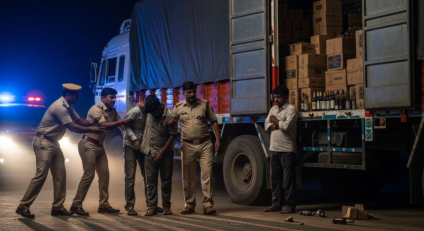 Major Crackdown in Mau: Three Smugglers Arrested with Liquor Being Smuggled to Bihar for Double Profit; Truck Driver Also Caught