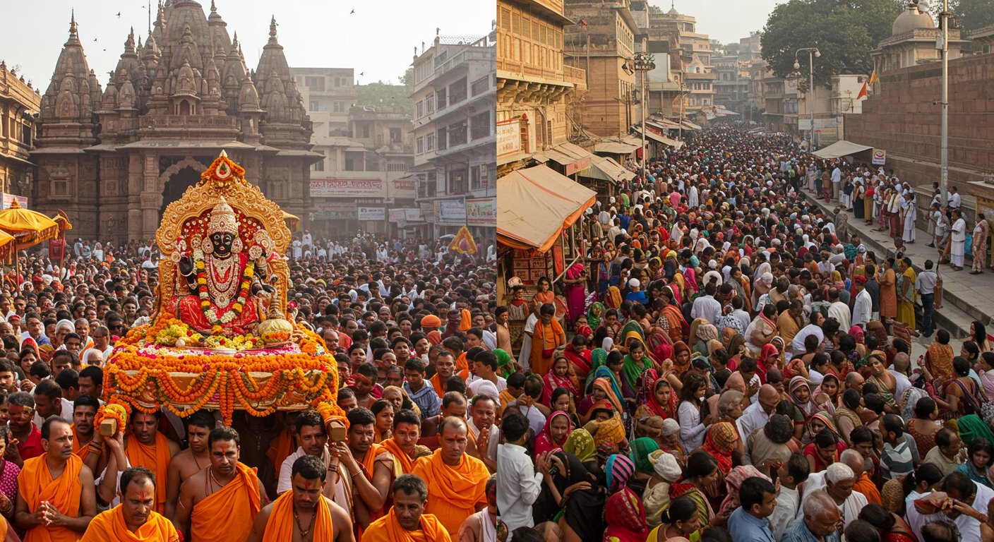 Grand procession of Chandramouleshwar Mahakal in Ujjain on the third Monday of Sawan; three-kilometer crowd of devotees gathers for darshan in Kashi.