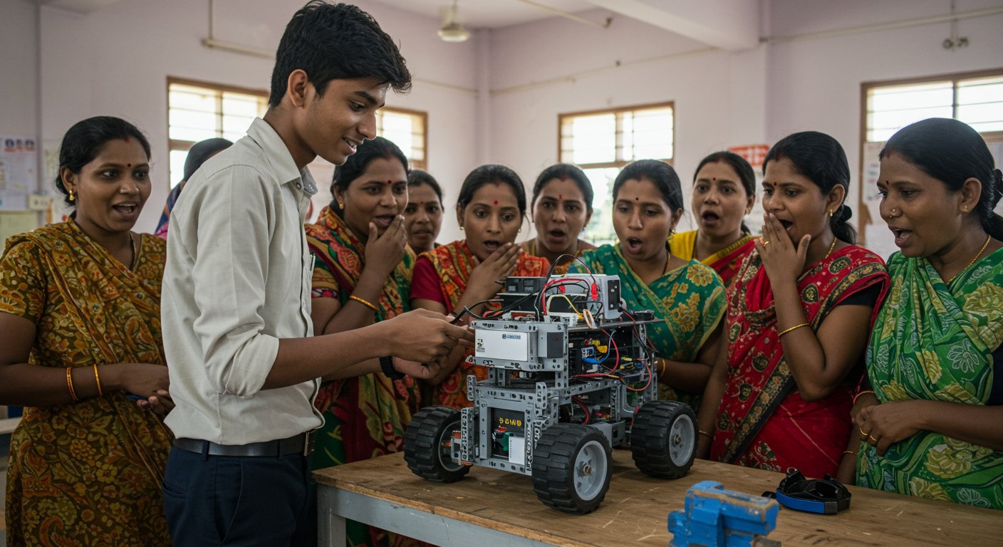 Nagaur Student Builds Multipurpose Robot; Women Stunned By Its Features