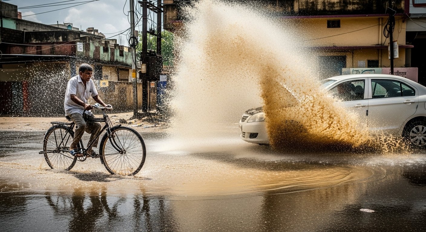 Water Splashed on Cyclist, Vehicle Got 'Karma's Fruit' in Moments!