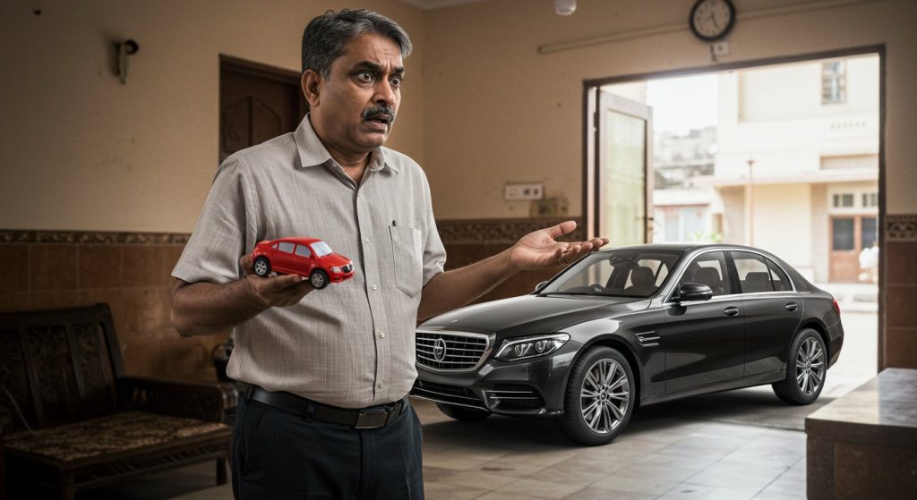 A cheap advertisement for a large car appeared on Facebook; when purchased, it turned out to be a 'toy car'!