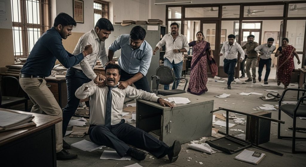 Uttar Pradesh: Secretary Beaten for 20 Minutes in Government Office; Staff Fled, Police Kept Distance!