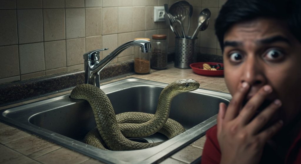 Thumping Sound from Kitchen Sink, Peek Reveals 8-Foot Long Snake, Entire House Trembles!