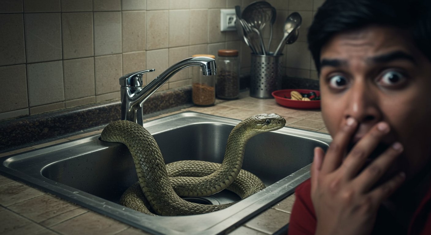 Thumping Sound from Kitchen Sink, Peek Reveals 8-Foot Long Snake, Entire House Trembles!