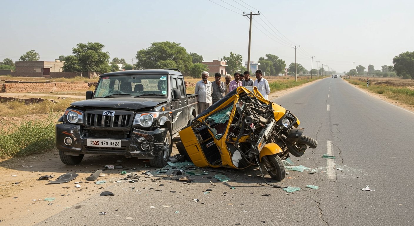Etah: Havoc of Speed - Out-of-control pickup crushes auto, driver dies on spot; horrifying scene