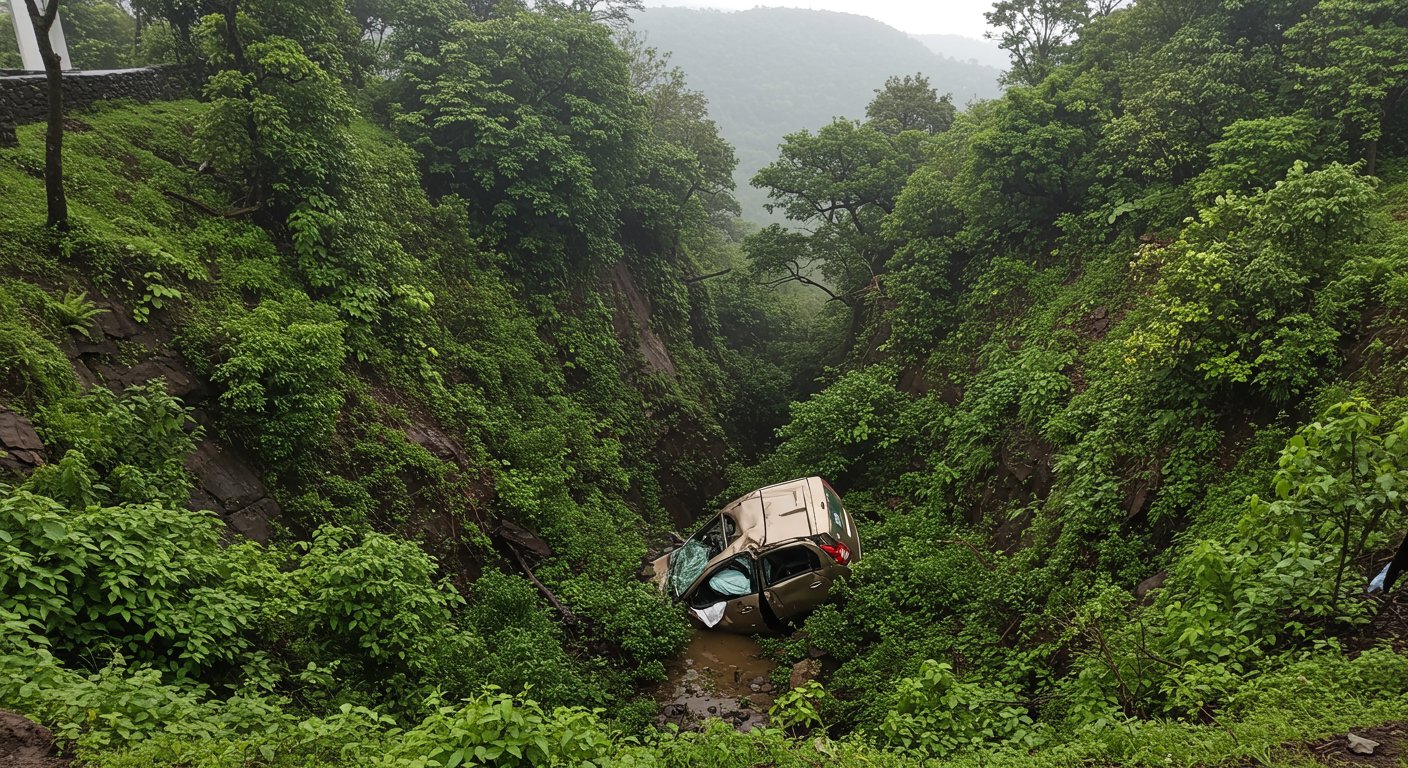 सातारा में स्टंट का शौक पड़ा भारी, कार समेत खाई में गिरा युवक; VIDEO वायरल