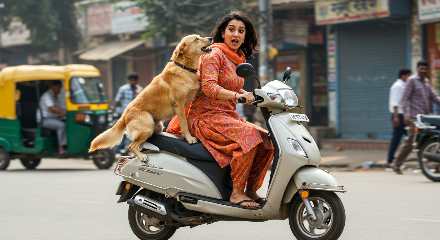Woman taking dog on a scooter; what happened next will blow your mind!