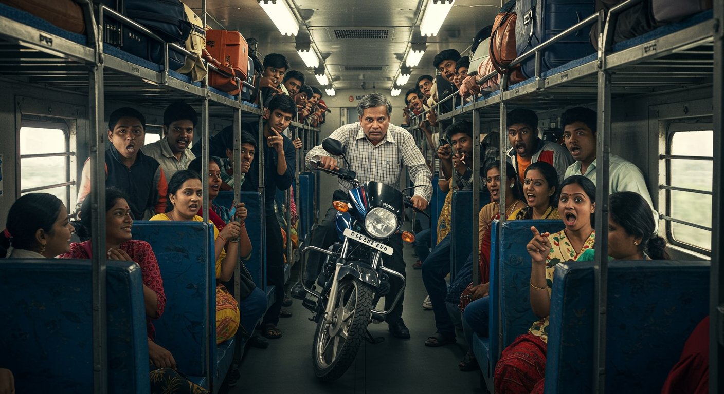 Unique Way to Save Petrol: Man Enters Train with Bike, Passengers Left Stunned!