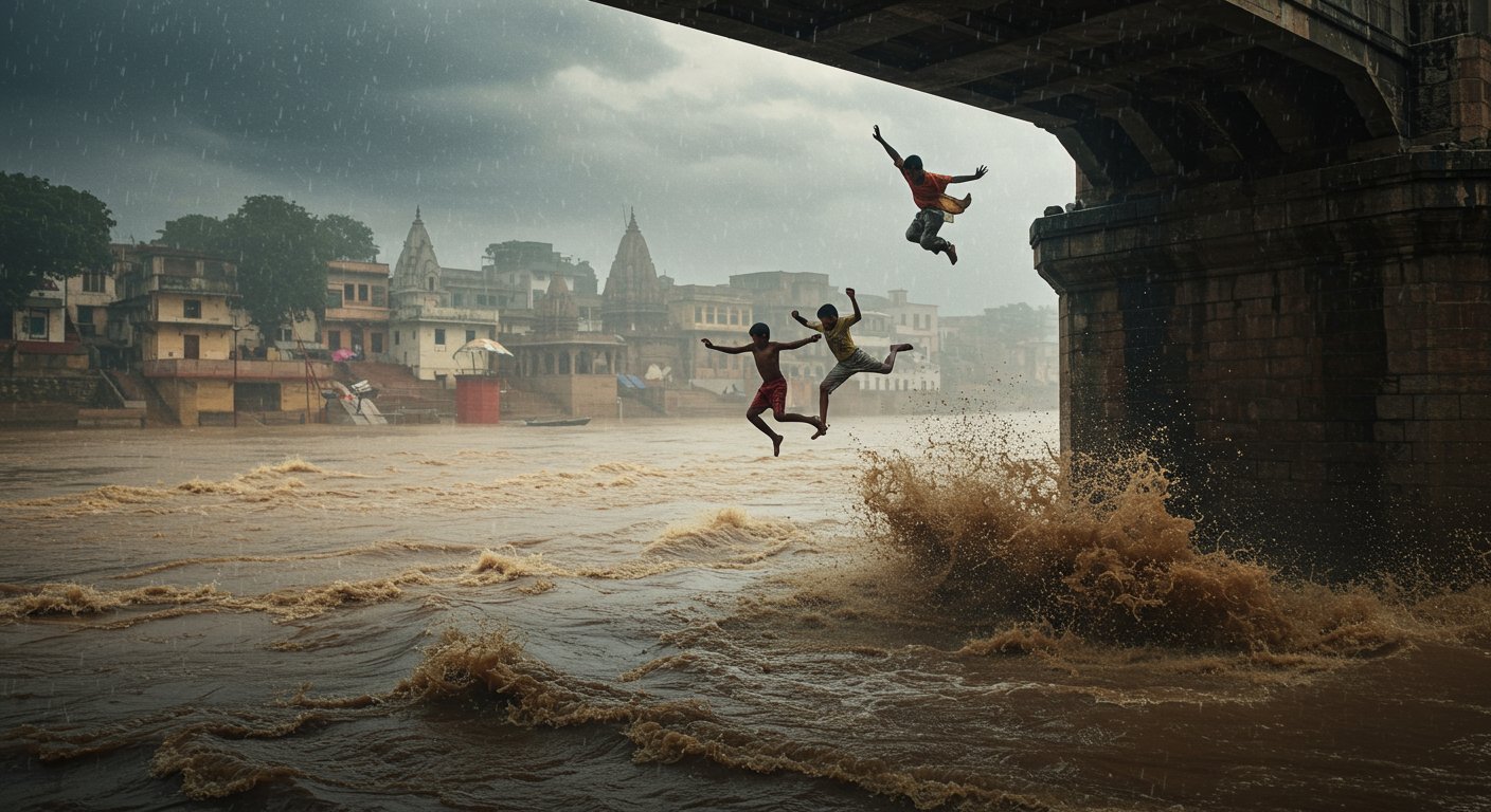 Varanasi: Man, two children fall from bridge while watching floods; major accident