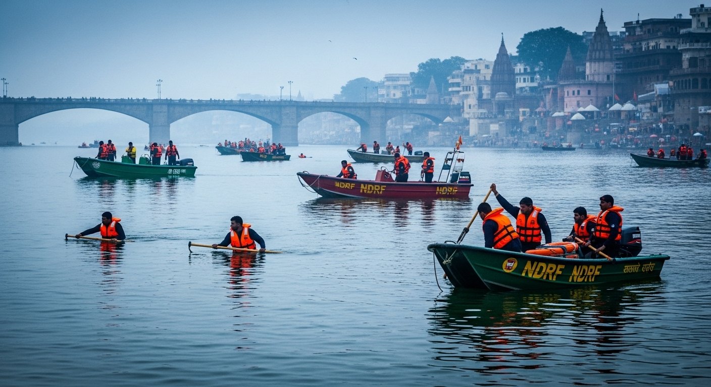 Heart-wrenching Accident in Varanasi: Man and Two Children Fall from Bridge into Ganga, One Body Found, Search for Two Ongoing