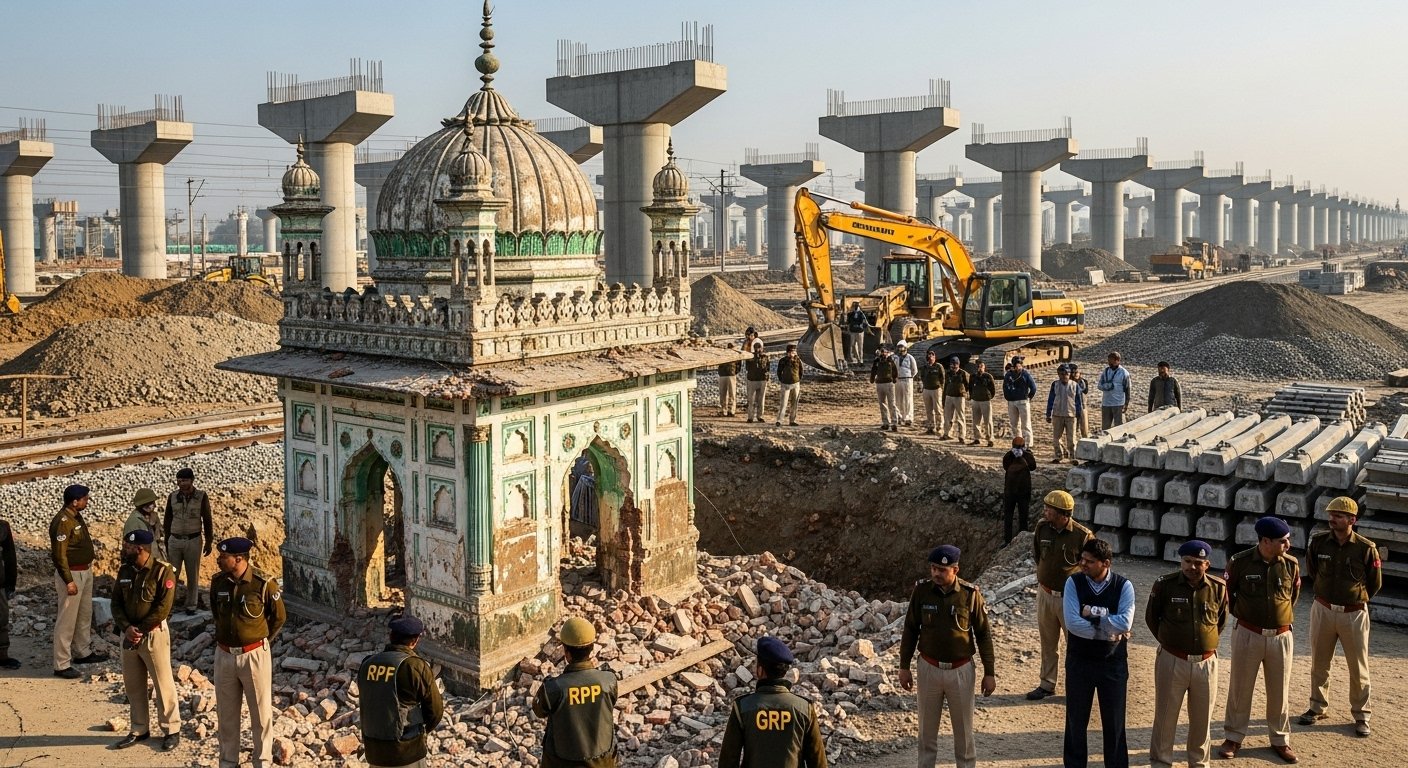 Shrine obstructing railway construction removed: Major action by RPF-GRP, security tightened in the area.