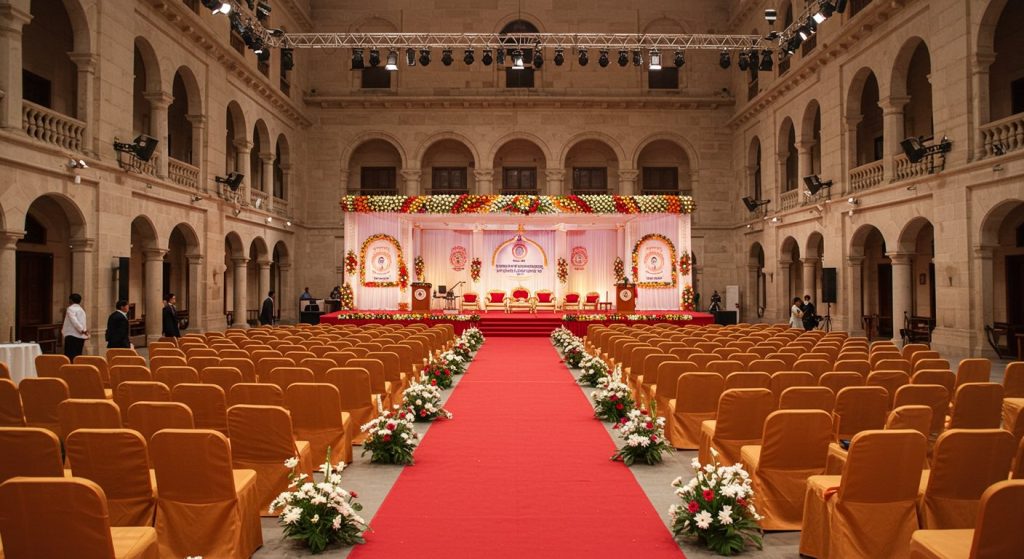 Agra University's 91st Convocation Ceremony: Elaborate arrangements completed before the Governor's arrival.
