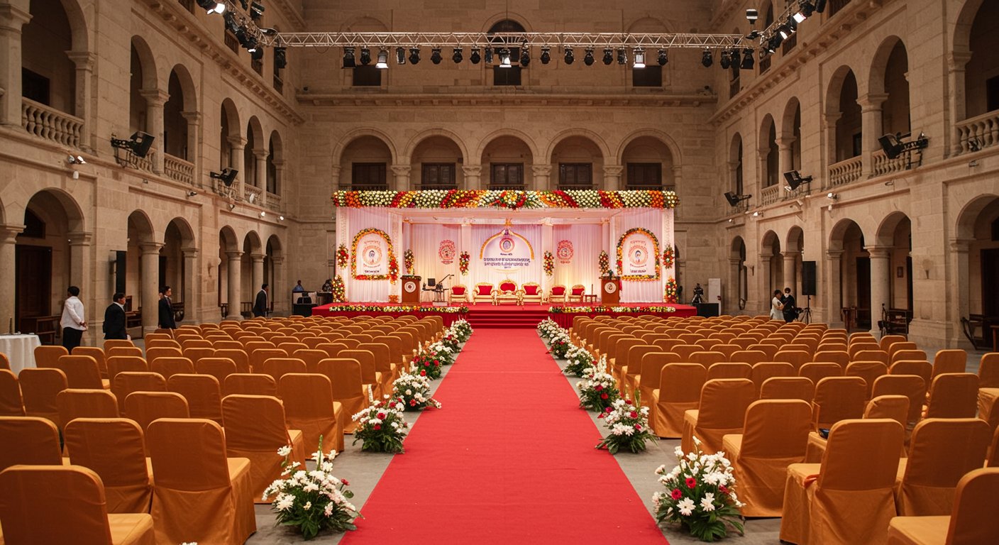 Agra University's 91st Convocation Ceremony: Elaborate arrangements completed before the Governor's arrival.