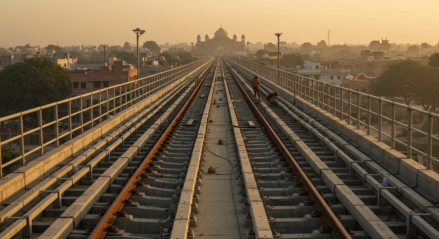 Agra Metro: Track Laying Work Completed on 'Up Line' from RBS to Agra College, Finishing Touches in Final Stage!