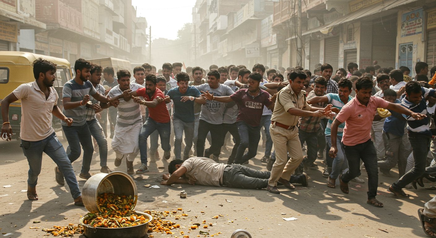 Agra: Commotion over Bhandara vegetable causes stampede, policeman injured!