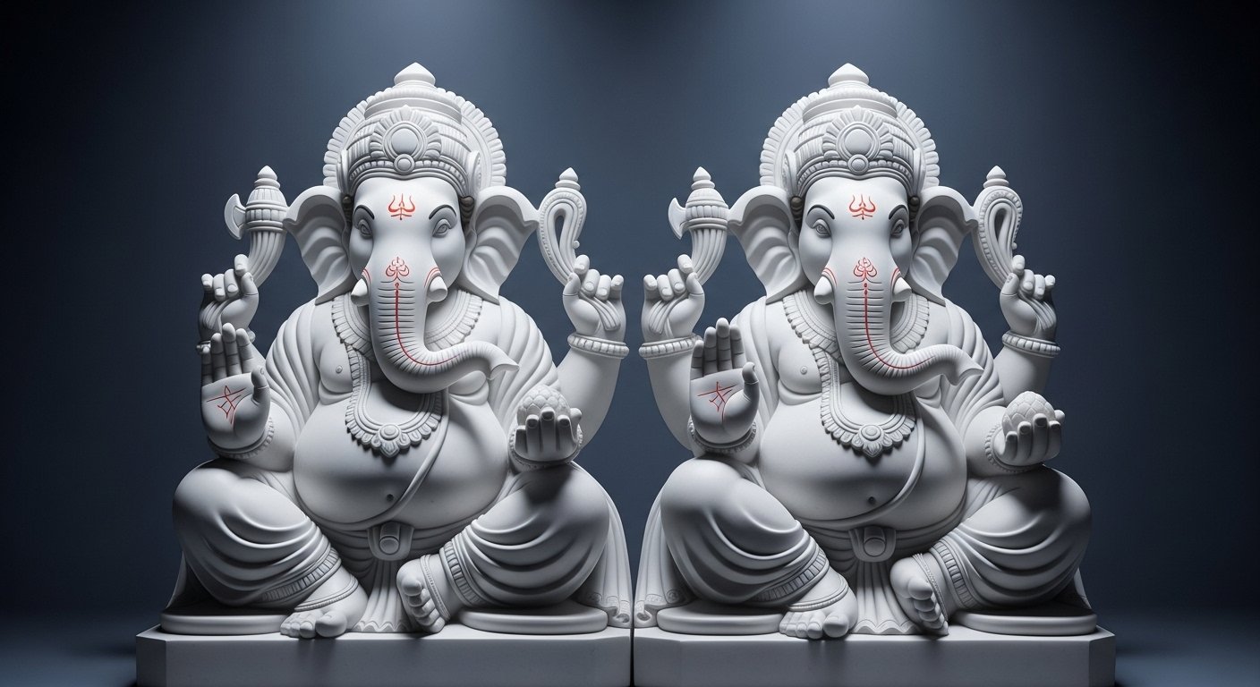 Amazing, strange: Lord Ganesha's twin idols carved from a single stone, everyone is surprised to see them!