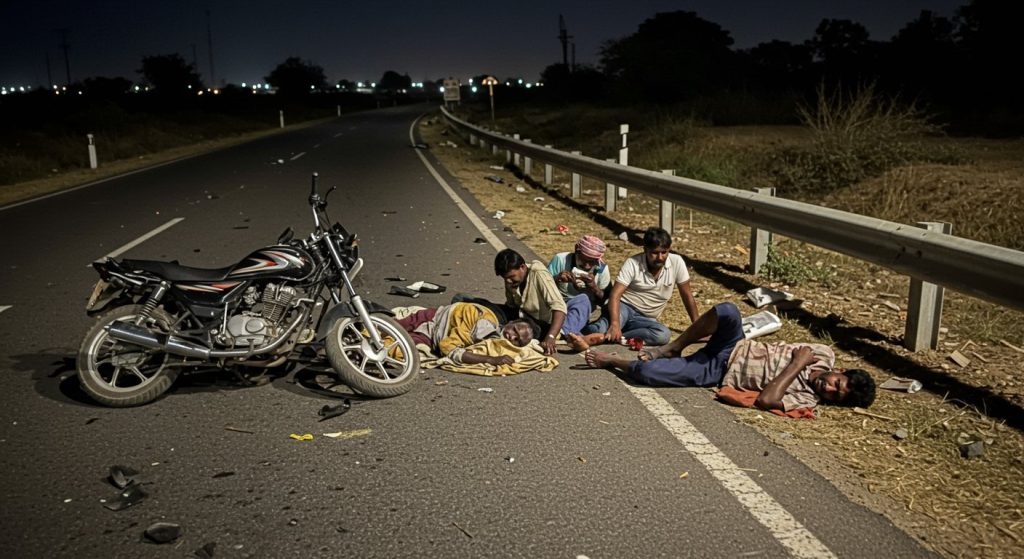 Horrific Accident in Aligarh: Unknown Vehicle Runs Over 4 Labourers, 1 Tragically Killed, 3 Seriously Injured