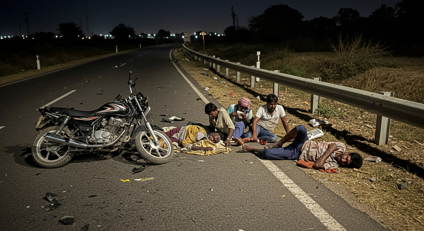 Horrific Accident in Aligarh: Unknown Vehicle Runs Over 4 Labourers, 1 Tragically Killed, 3 Seriously Injured