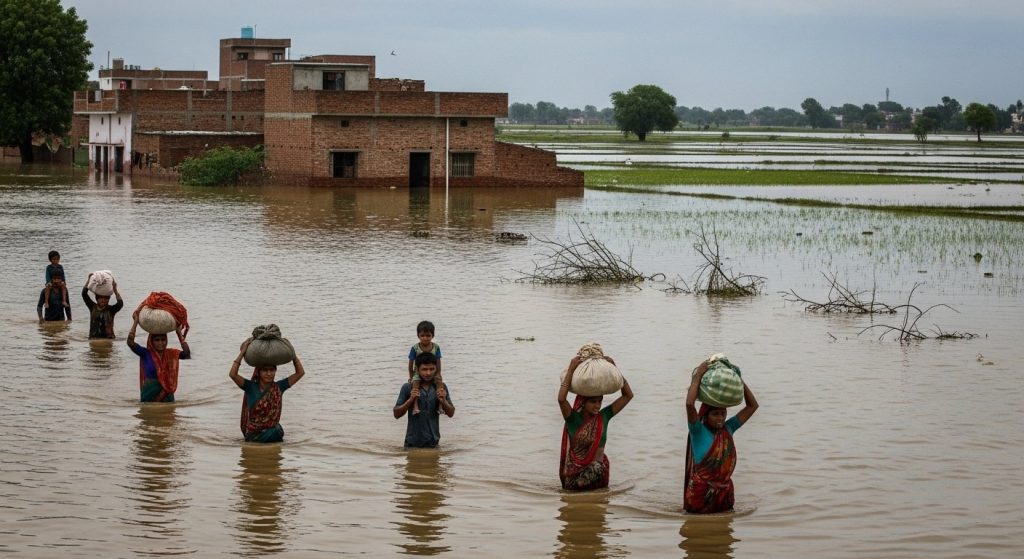 Ganges' Fury in Aligarh: Floodwaters Enter Populated Areas, Thousands of Families Forced to Flee, Crops Destroyed