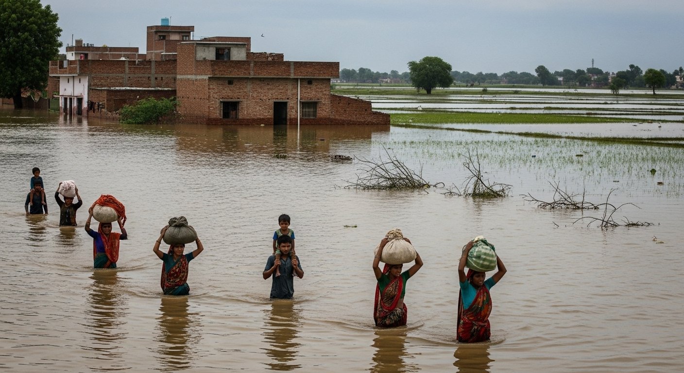 Ganges' Fury in Aligarh: Floodwaters Enter Populated Areas, Thousands of Families Forced to Flee, Crops Destroyed