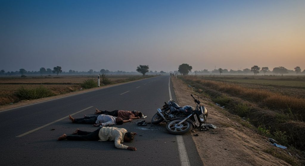 Horrific Accident in Aligarh: Bike-Riding Uncle and Nephew Die, Bodies Lay on Road Overnight