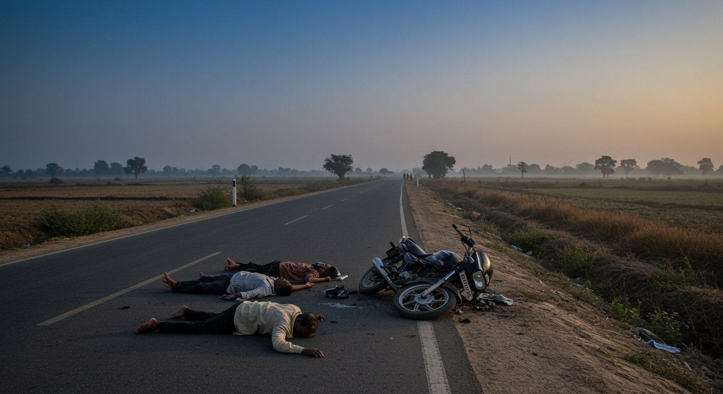 Horrific Accident in Aligarh: Bike-Riding Uncle and Nephew Die, Bodies Lay on Road Overnight