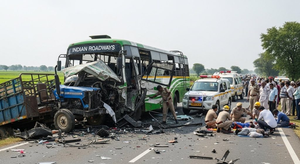 Aligarh Road Accident: Horrific collision between Kannauj Depot bus and tractor-trolley, two dead, seven injured