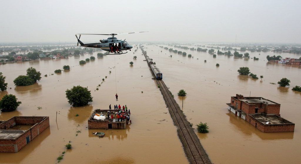 All schools in Punjab closed till August 30: Pathankot-Jalandhar railway route closed, 90 trains affected, floods in 7 districts, 6 people rescued by helicopter.