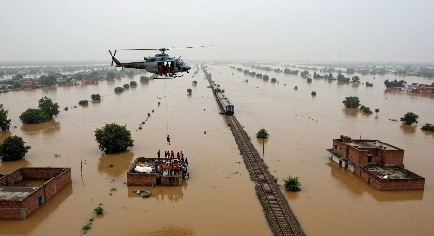 All schools in Punjab closed till August 30: Pathankot-Jalandhar railway route closed, 90 trains affected, floods in 7 districts, 6 people rescued by helicopter.