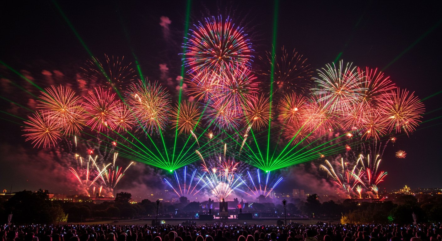 Sky lit up at Amar Ujala's 'Maa Tujhe Pranam' festival: The wonderful combination of laser and fireworks captivated minds.