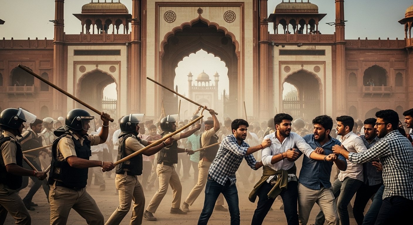 Students' Uproar Over Fee Hike at AMU: Baton Charge at Bab-e-Syed, Two Students Arrested