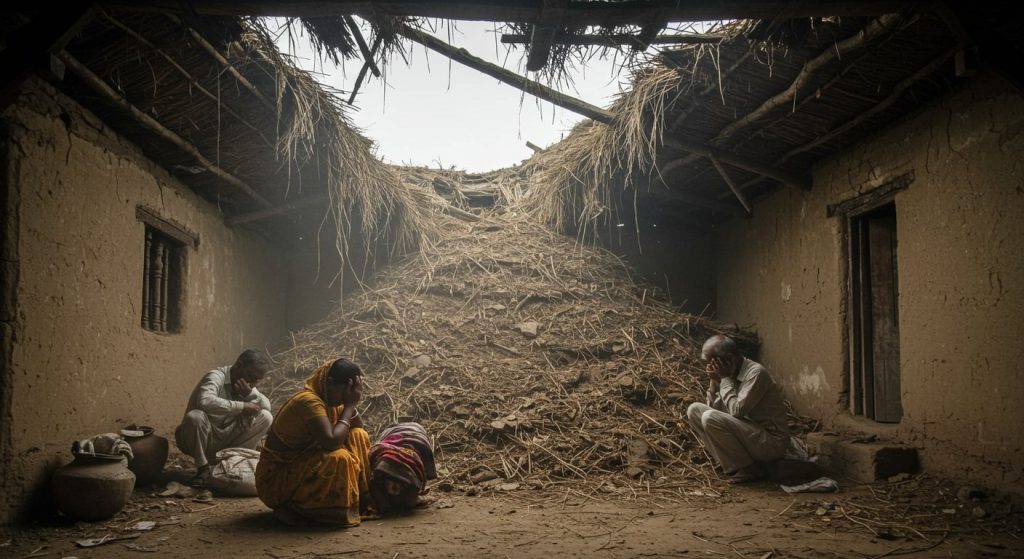 Auraiya: Heart-Wrenching Incident: Grandmother and Two Young Granddaughters Die as Temporary Roof Collapses, Family Plunged into Mourning
